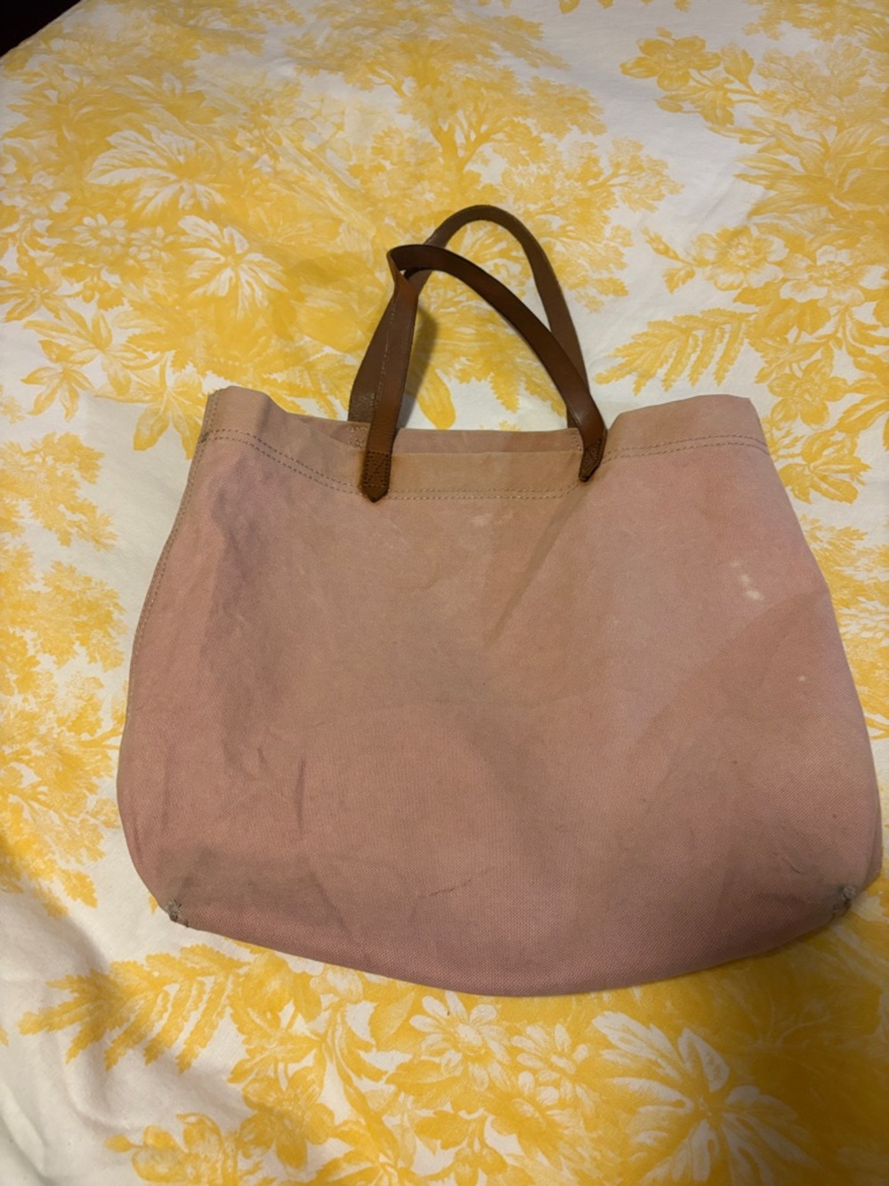 Madewell Canvas Tote Bag with Brown Leather Handles - Dusty Pink